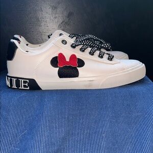 Disney White and Black Sneakers with Red Bow